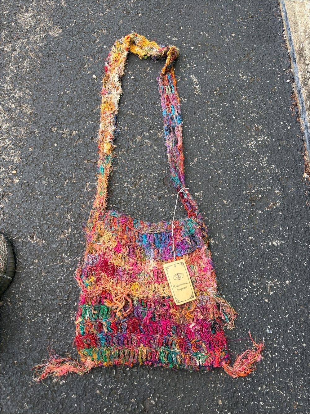 Kathmandu Imports Handwoven Multicolor Crochet Crossbody Bag - Artisan Brand